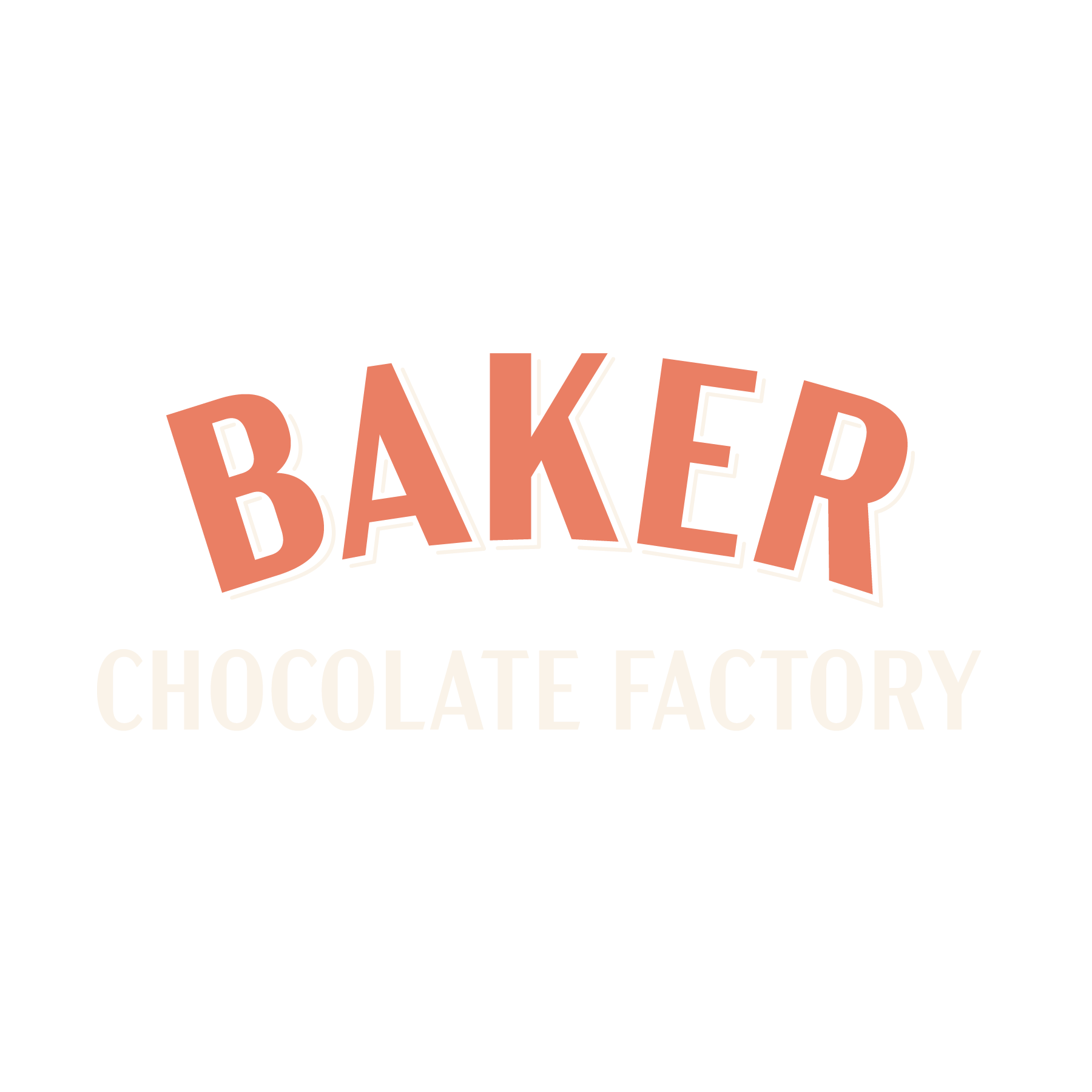 The image features the name "BAKER" in large letters with the words "CHOCOLATE FACTORY" underneath in smaller text.